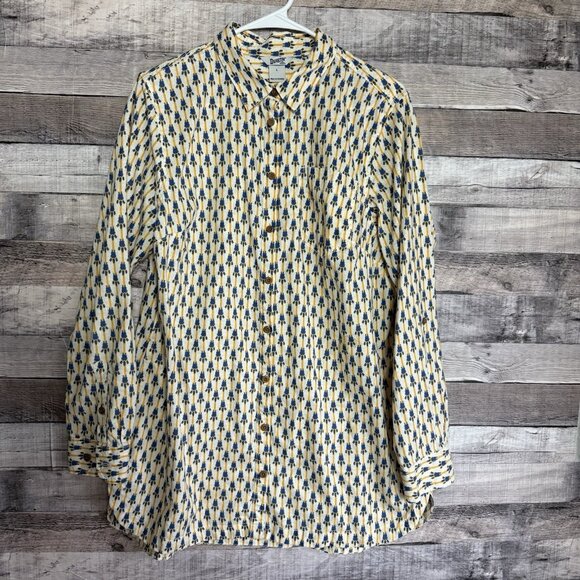 Duluth Trading Co Womens Artisan Hemp Button Tunic Size Large All Over Print - Picture 1 of 10